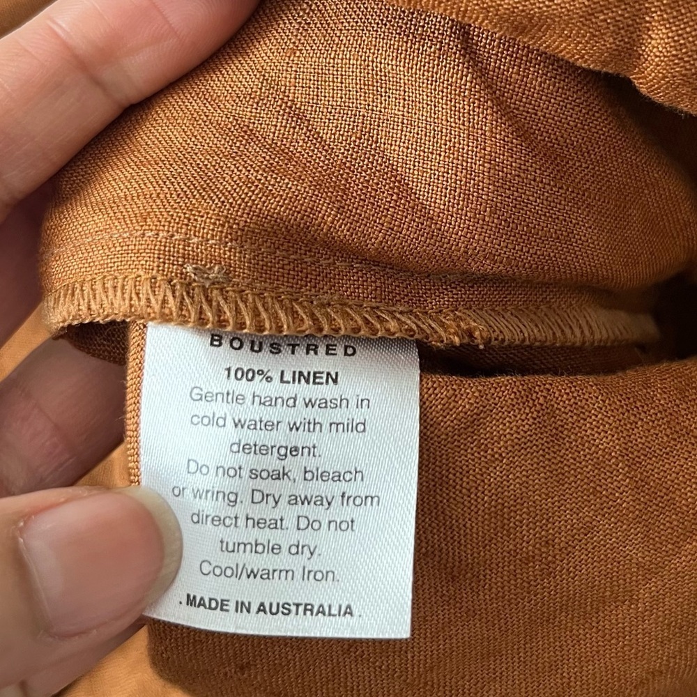 Jillian Boustred 100% Linen Wide Leg Pants M Earth Tone - Picture 9 of 13